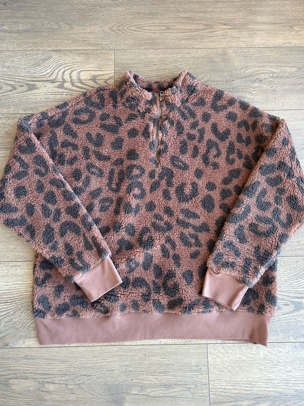 Grayson Threads Cozy Leopard Print Quarter-Zip Pullover